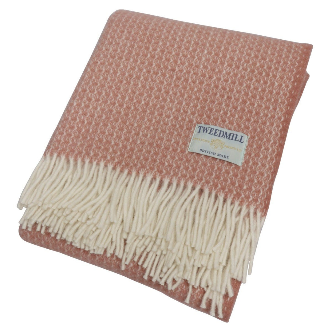 Tweedmill Geometric Wool Throw Salmon