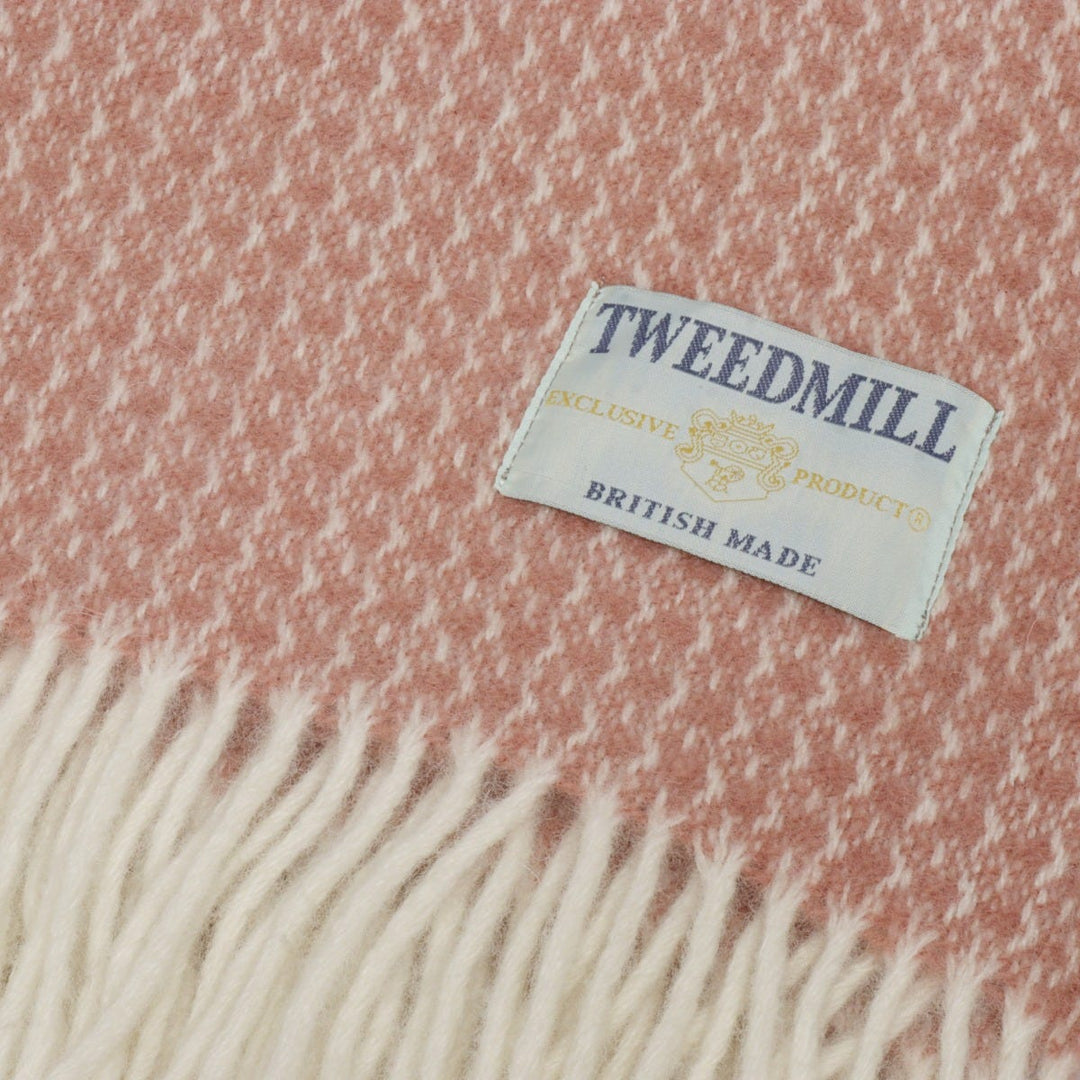 Tweedmill Geometric Wool Throw Salmon