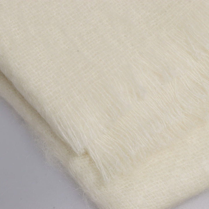 Bronte By Moon Luxury Mohair Wool Throw Ivory