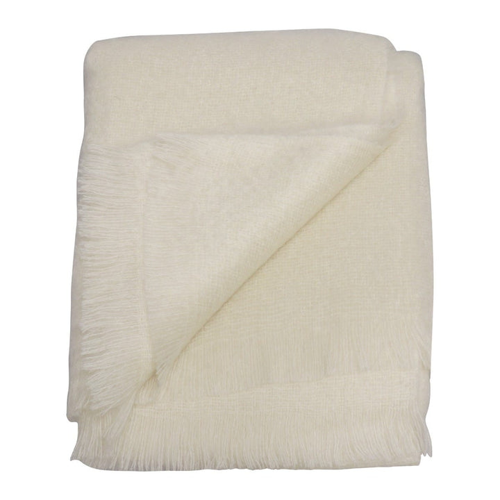 Bronte By Moon Luxury Mohair Wool Throw Ivory