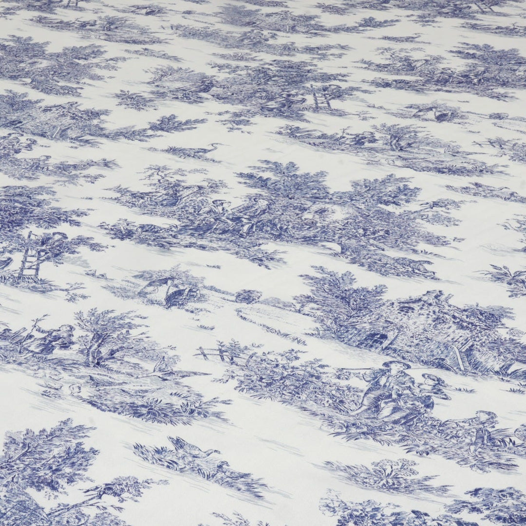 French Toile De Jouy 100% Cotton in Blue Fabric