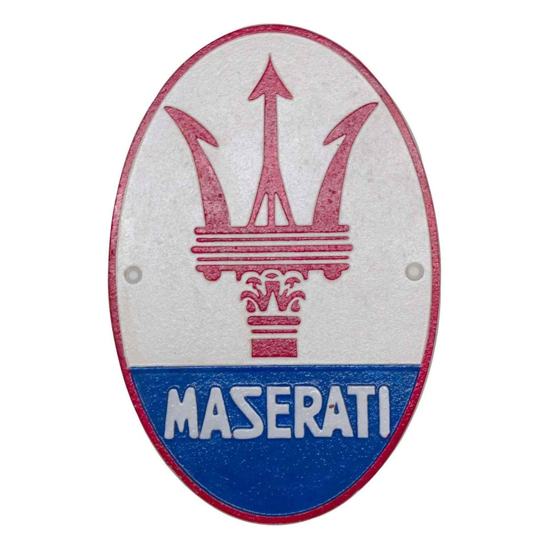 Maserati Super Car Logo Vintage Cast Iron Wall Sign