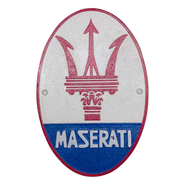 Maserati Super Car Logo Vintage Cast Iron Wall Sign