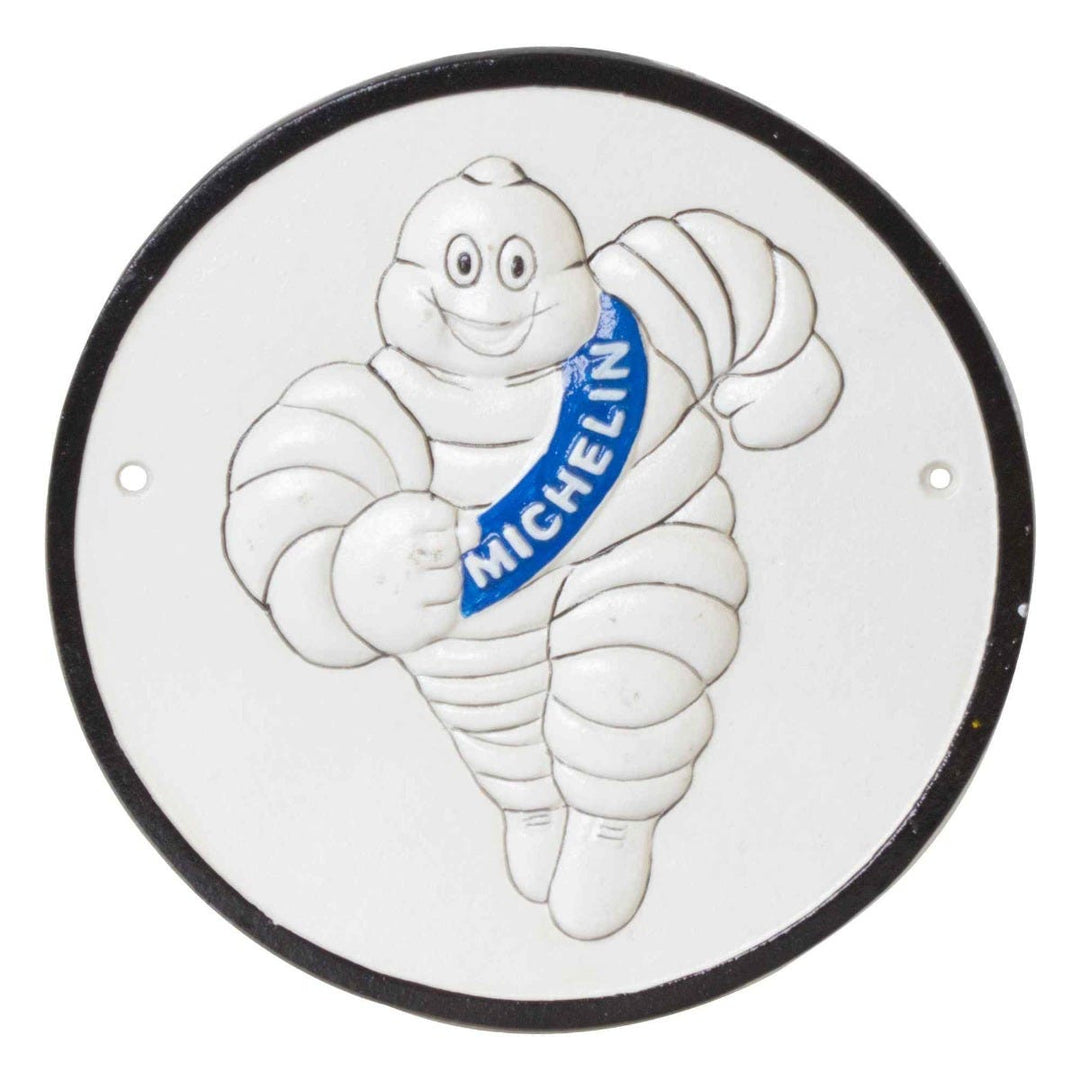 Michelin Tyres Round Cast Iron Wall Sign White