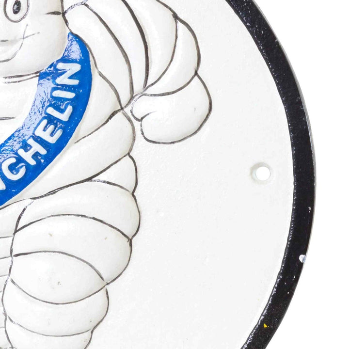 Michelin Tyres Round Cast Iron Wall Sign White