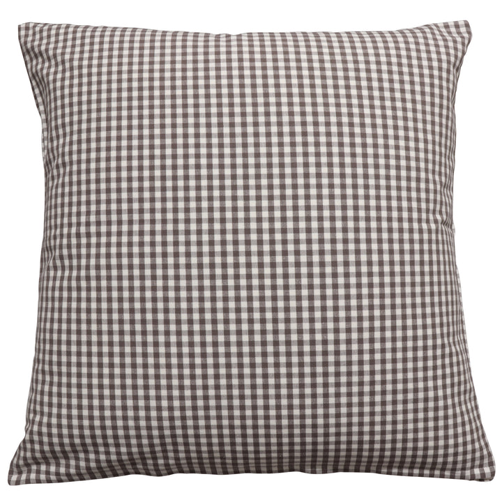 Micro Gingham Check Brown Cushion Cover