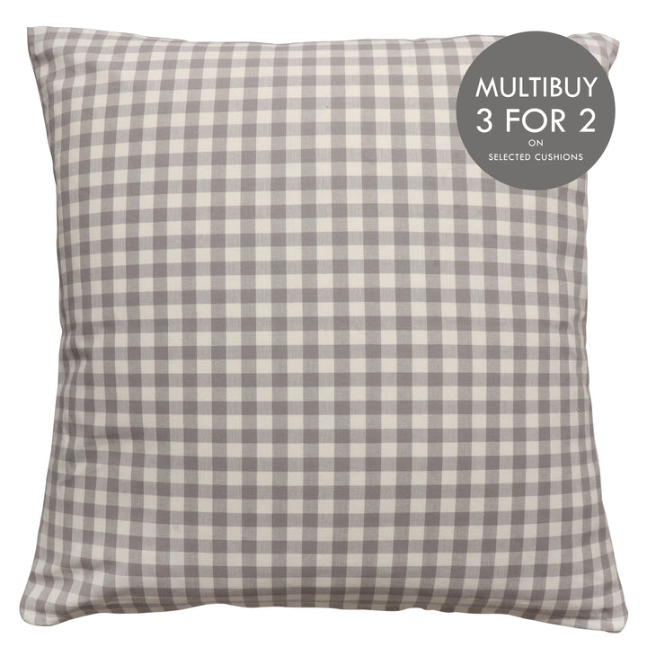 Gingham Check Grey Cushion Cover