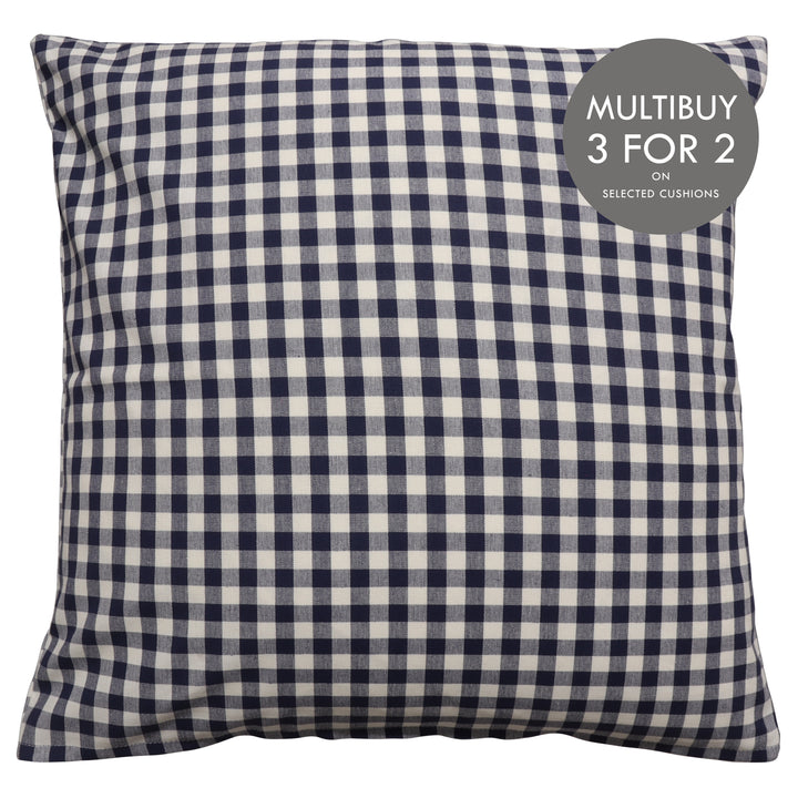 Gingham Check Navy Cushion Cover