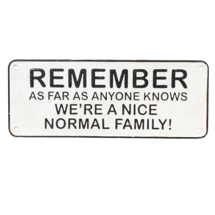 Normal Family Cast Iron Wall Sign