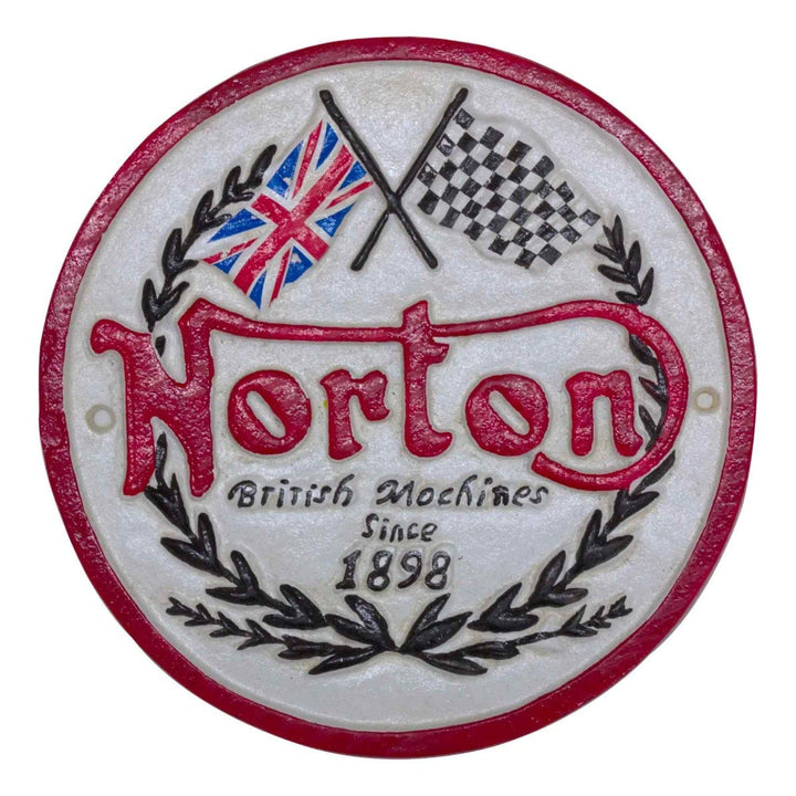 Norton British Motorcycles Logo Cast Iron Wall Sign