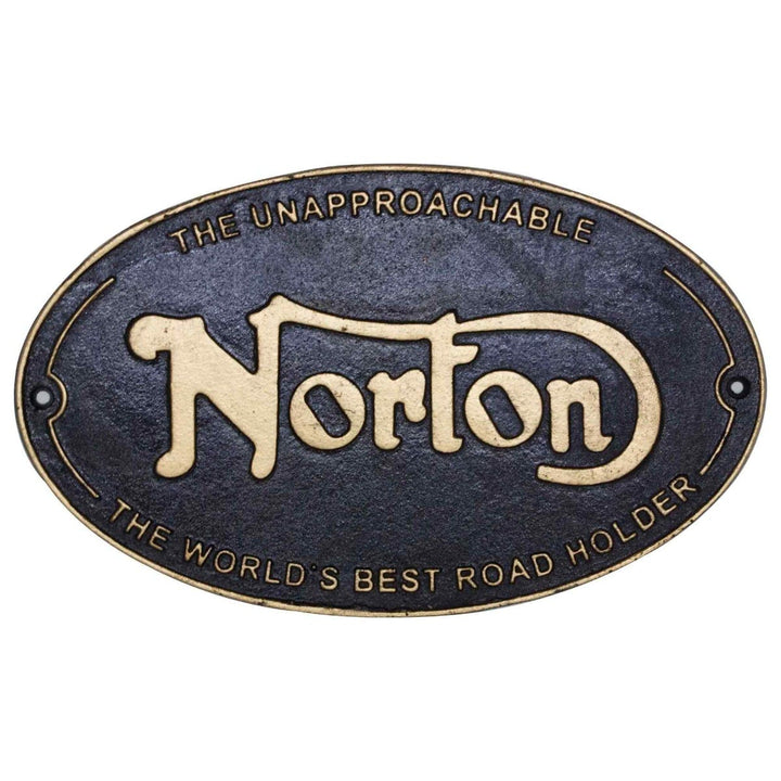 Norton Road Holder Oval Cast Iron Wall Sign Black/Gold