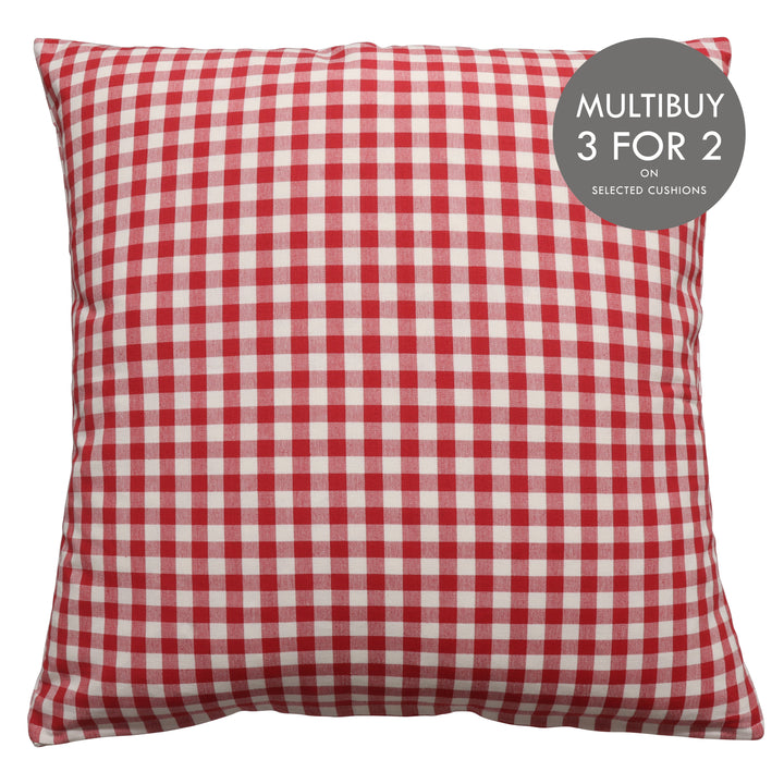 Gingham Check Red Cushion Cover