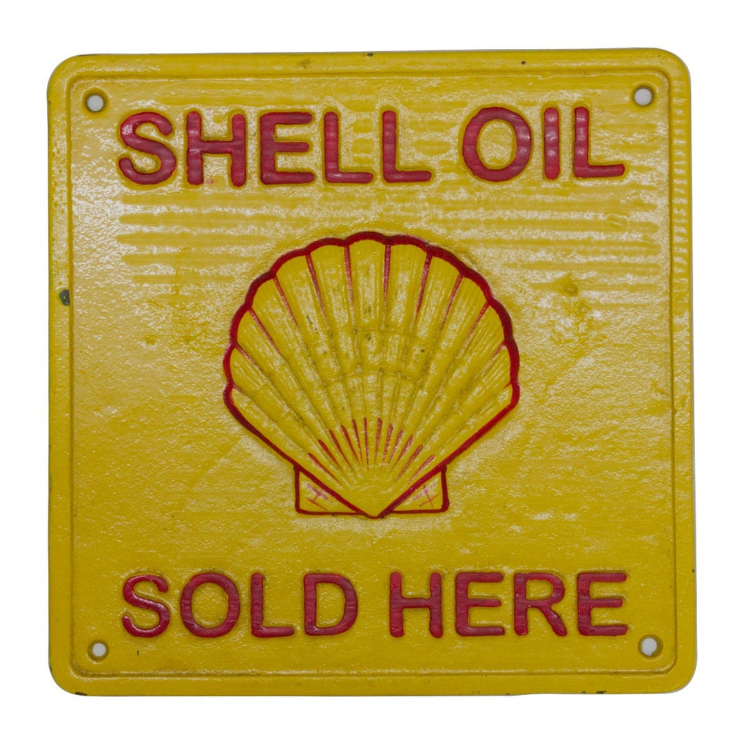 Shell Oil Vintage Cast Iron Square Wall Sign Small