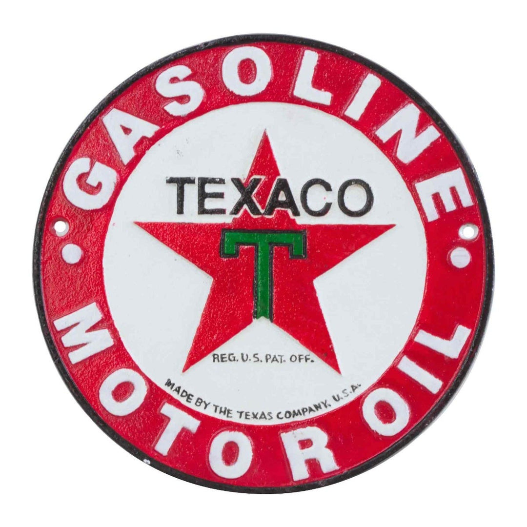 Texaco Gasoline Motor Oil Cast Iron Wall Sign