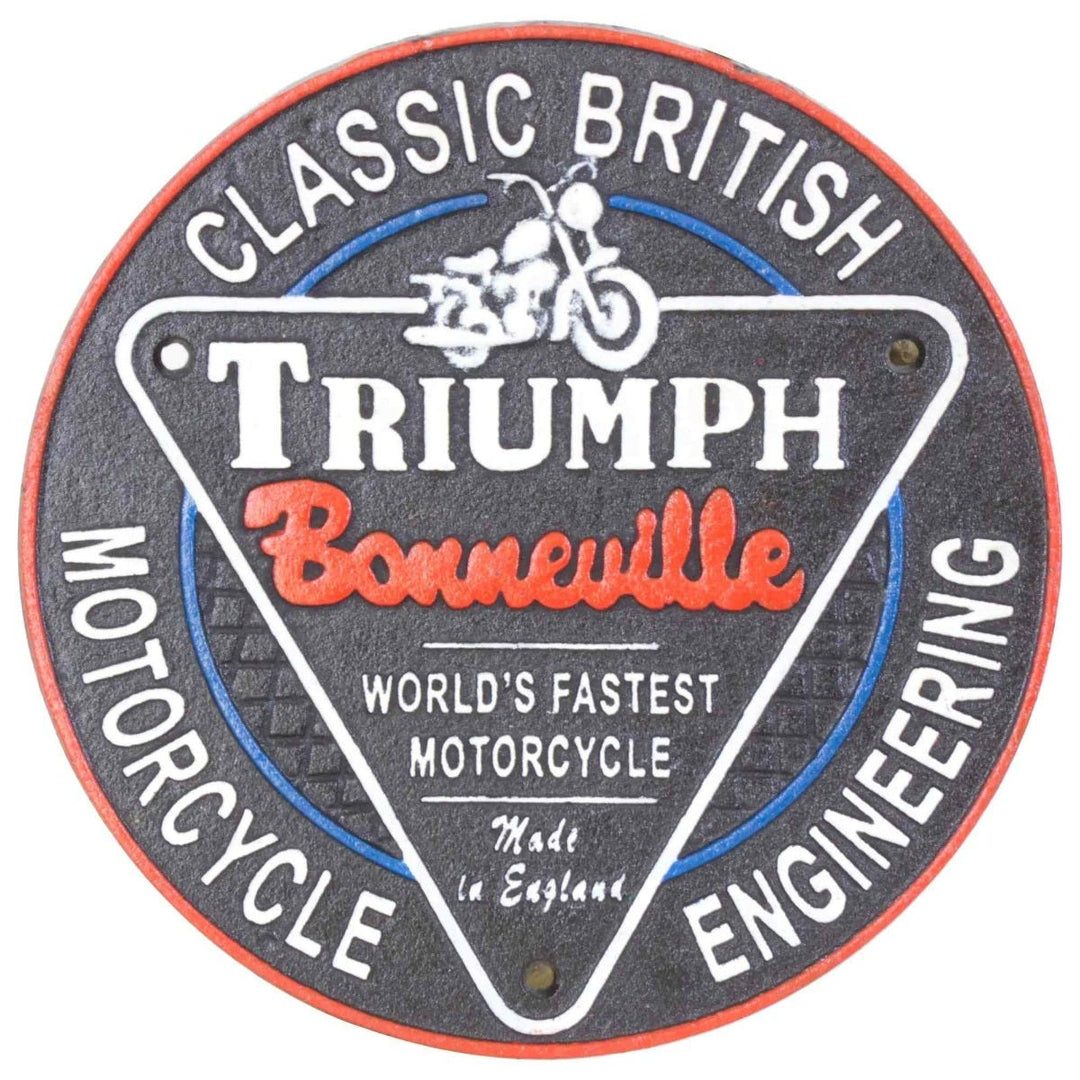 Triumph Bonneville Motorcycle Cast Iron Wall Sign