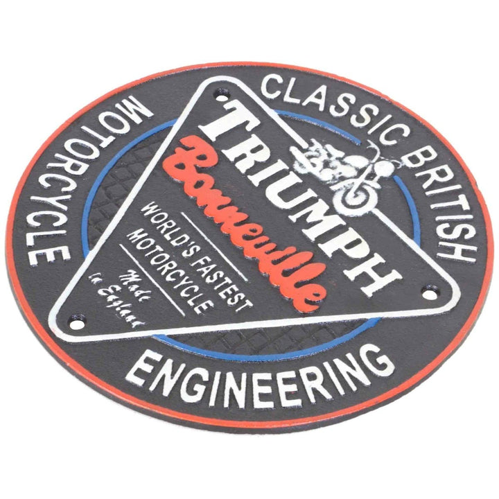 Triumph Bonneville Motorcycle Cast Iron Wall Sign