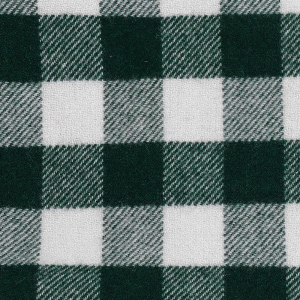 Tweedmill Pine Green Check Blanket Stitch Wool Throw